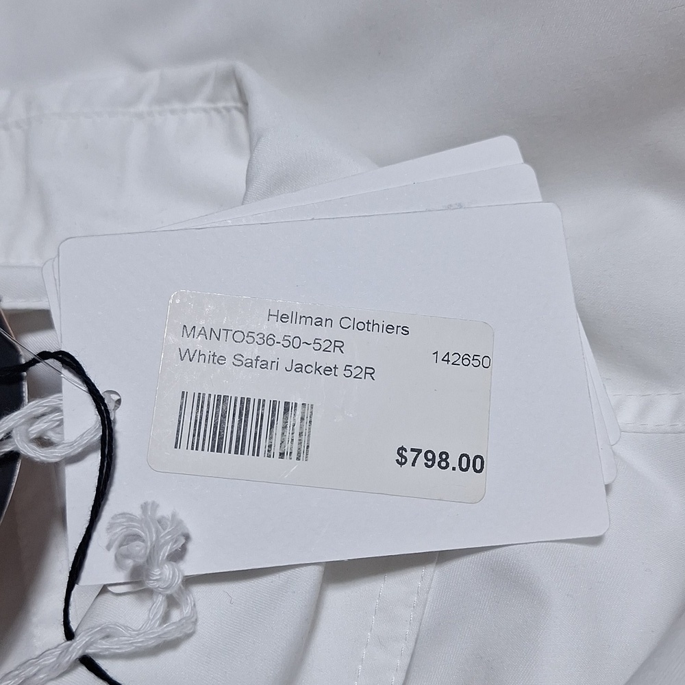 NWT Manto mens White Safari jacket, de Ball, Belseta, size 52 or US 42, Medium - Picture 8 of 15